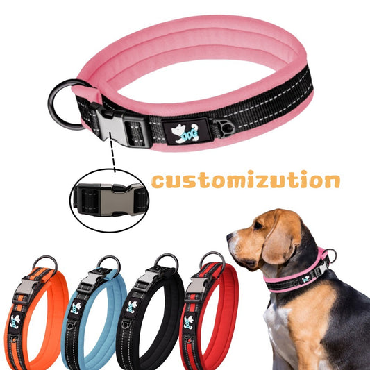 Reflective Nylon Personalized Dog Collar | Customizable Adjustable Pet Collar for Small, Medium, and Large Dogs