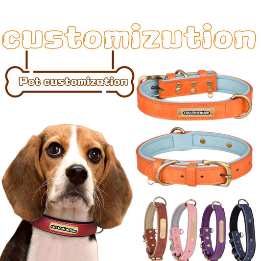 Custom PU Leather Pet Collar | Vintage Elegance with Soft Comfort