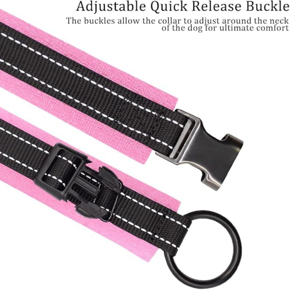 Reflective Nylon Personalized Dog Collar | Customizable Adjustable Pet Collar for Small, Medium, and Large Dogs