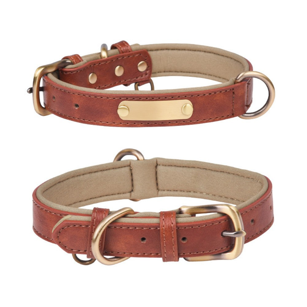 Custom PU Leather Pet Collar | Vintage Elegance with Soft Comfort