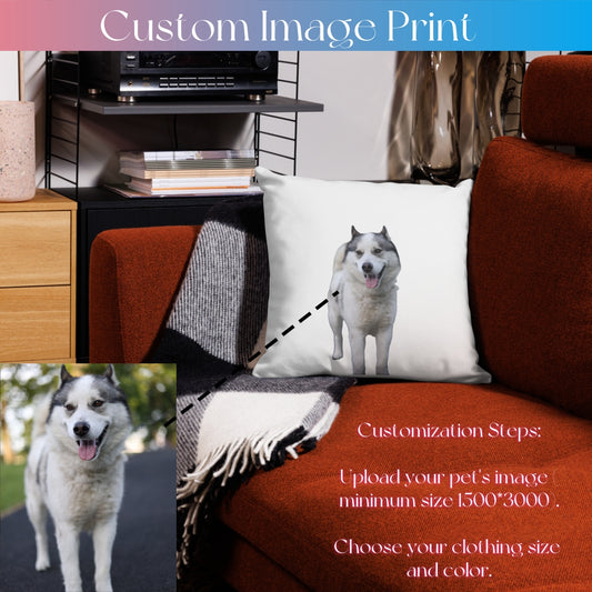 Customizable Premium Pillowcase | Linen Feel, Vibrant Color Options | Personalized Pet Image Design