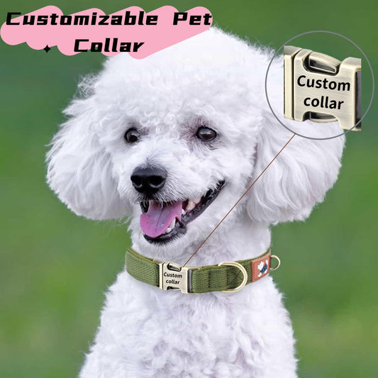 Personalized Breathable Dog Collar with Engraved Name Tag for Small, Medium, and Large Breeds