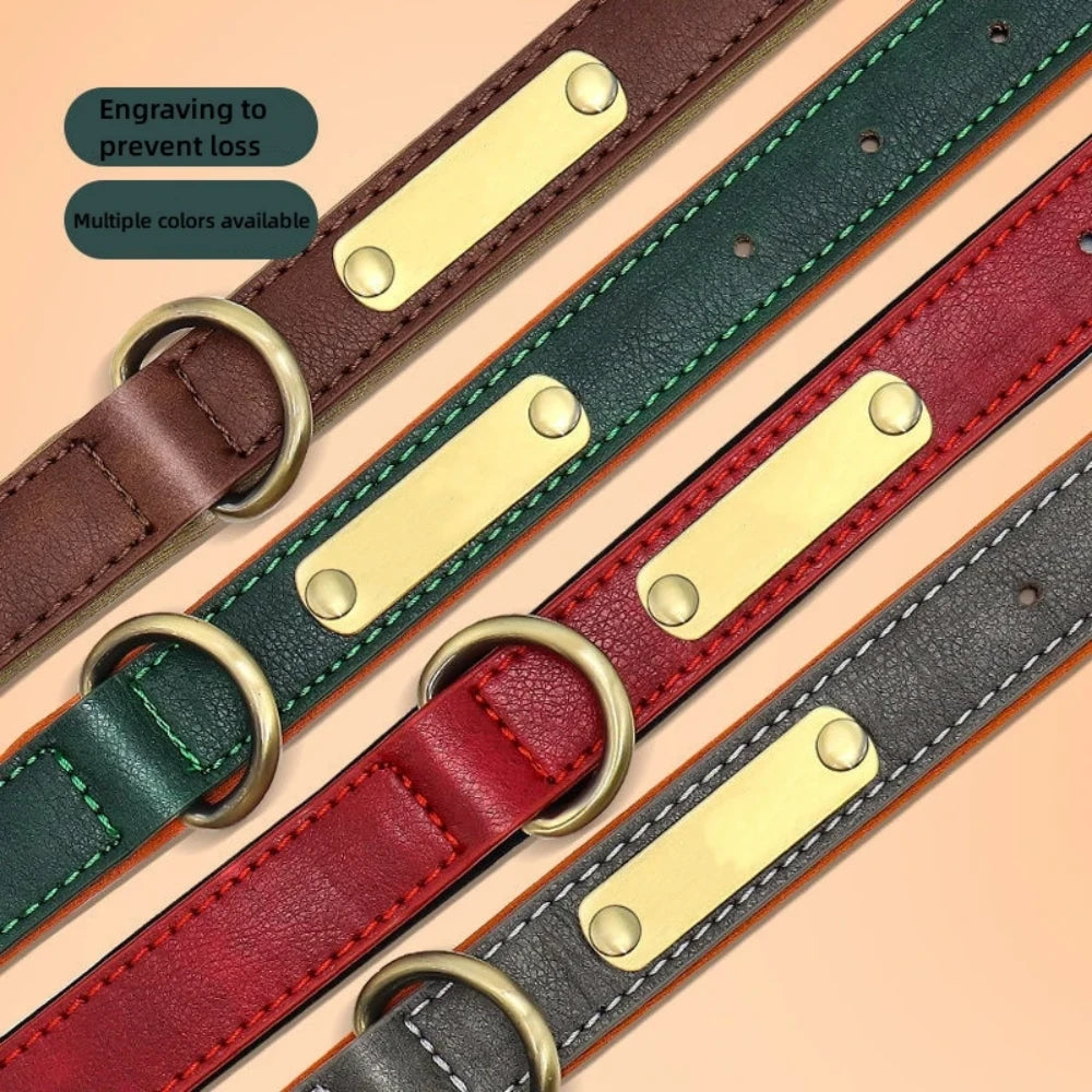 Custom PU Leather Pet Collar | Vintage Elegance with Soft Comfort